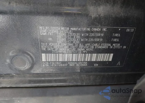 2020 Toyota Rav4 Adventure z USA, uszkodzony, nr VIN 2T3J1RFV8LC137522